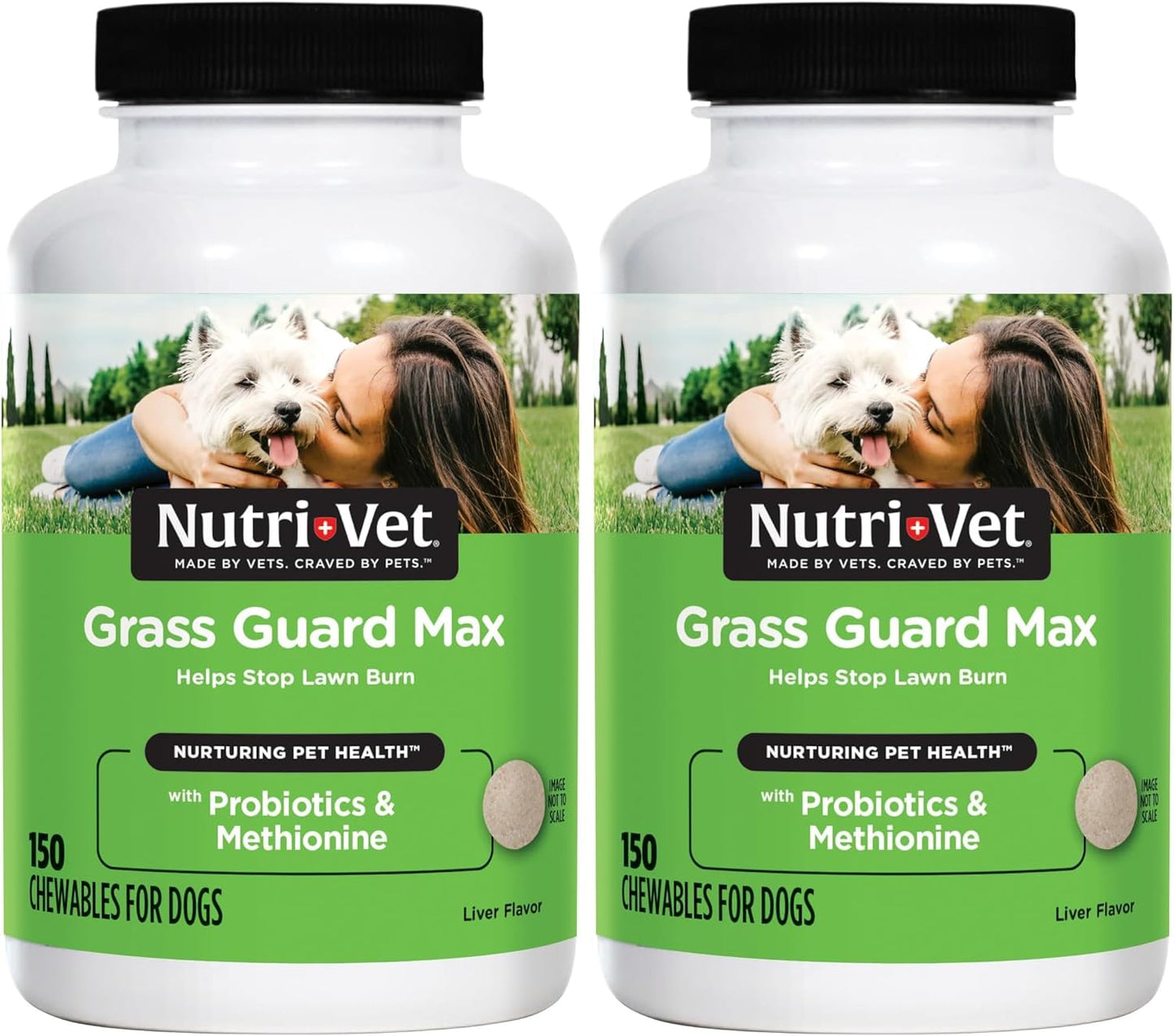 Nutri-Vet Grass Guard Chewables, Lawn Burn Prevention, Dog Urine Neutralizer for Grass, Gut Health Support with Probiotic and Enzymes, Dog Probiotics, Pet Supplement Tablets, 150 Count (Pack of 2)