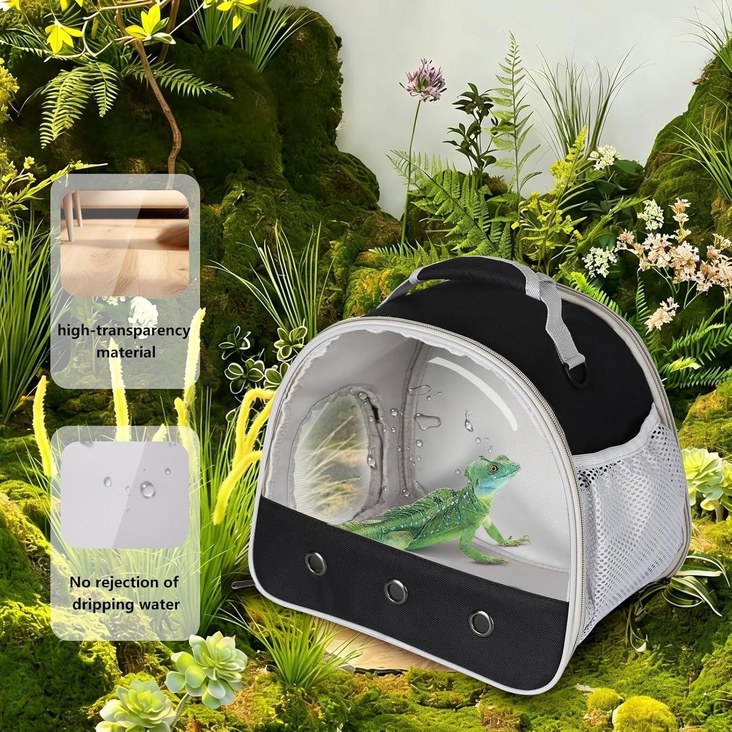 Bearded Dragon Travel Carrier,Lizards Carrier, Small Animal Travel Carrier for Sugar Glider Hedgehog Rat Parrot Bird Guinea Pig, Portable Guinea Pig Travel Bag for 2