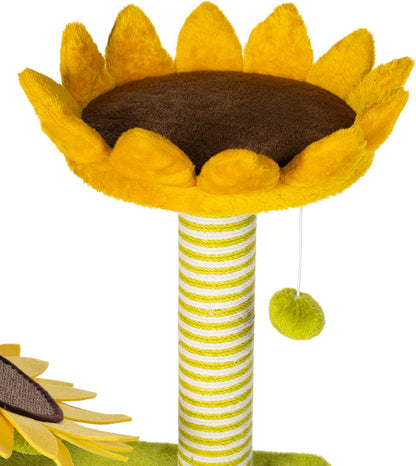 Prevue Pets Sunflower Playground Cat Scratching Post Tree Activity Center with Toy, Green