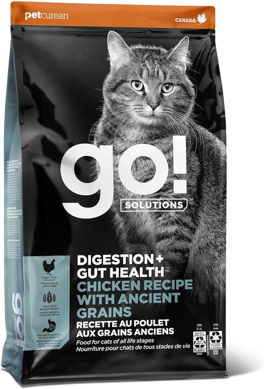 Go! Solutions Digestion + Gut Health, Dry Cat Food, Chicken Recipe with Ancient Grains, 6 lb Bag