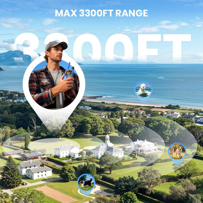 2-in-1 Dog Shock Collar and Bark Collar with Remote Control, Dog Training Collar Remote 3300FT, IP67 Waterproof, Dog Shock Collar for Large Medium Small Size Dog, Dog Bark Collar with Flashing Light