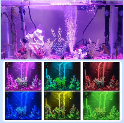 11inch RGB Aquarium Lights, Underwater Fish Tank Lights IP68 Waterproof Color Changing Adjustable Memory Submersible Remote Control Aquarium Tank Sucker Hood Strip Lamp Waterfall Lights