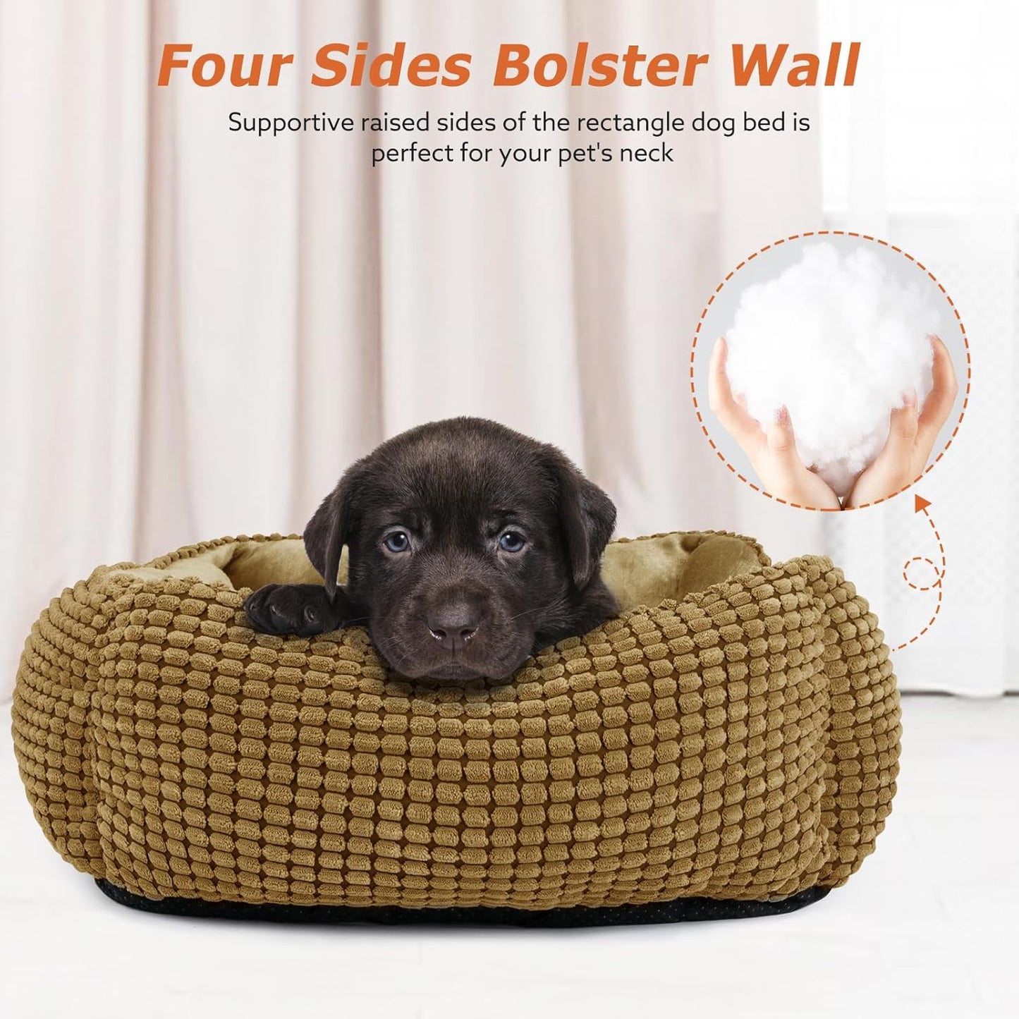 MIXJOY X-Large Dog Bed for Large, Medium, Small Dogs - Rectangle, Washable, Orthopedic, Soft Calming Sleeping Puppy Bed - Durable Pet Cuddler with Anti-Slip Bottom - XL (35"x25"x9")