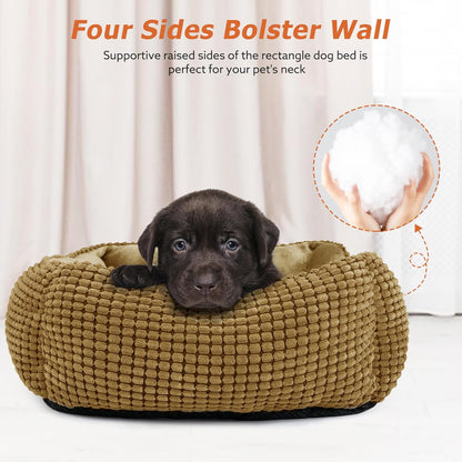 MIXJOY X-Large Dog Bed for Large, Medium, Small Dogs - Rectangle, Washable, Orthopedic, Soft Calming Sleeping Puppy Bed - Durable Pet Cuddler with Anti-Slip Bottom - XL (35"x25"x9")