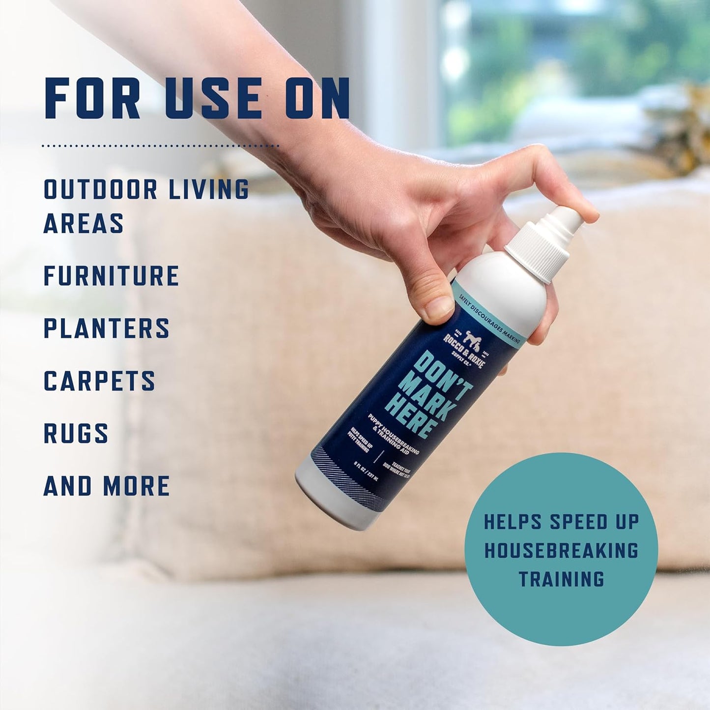 Rocco & Roxie Dog Potty Training Don't Mark Here - No Pee Repellent Spray for Dogs Indoor & Outdoor - Puppy Housebreaking Supplies - Anti Peeing for Dogs and Puppies - Made in USA