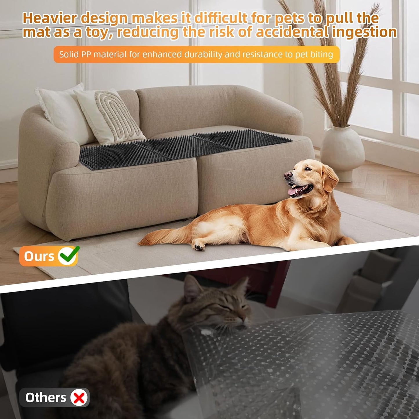 5 Pack Scat Mats for Dogs – Heavy Duty Solid PP Pet Deterrent Mats to Keep Dogs Off Couch & Furniture – Durable for Indoor & Outdoor Use