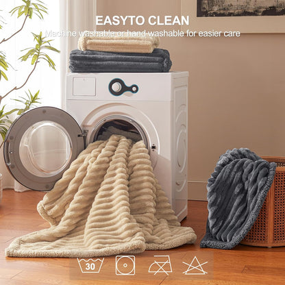 Waterproof Dog Blanket for Large Dogs, Washable Soft Puppy Cat Blanket Flannel Cotton Velour for Sofa Couch Protector, Comfort & Security Reversible Bed Protection for Pet, 60"X80", Khaki