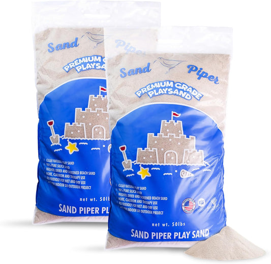 SandPiper 50 Pound Premium Grade Multi-Use Play Sand with Chemical Free Formula for Sandboxes, Pet Areas, Pavers, and Walking Stones, 2 Pack