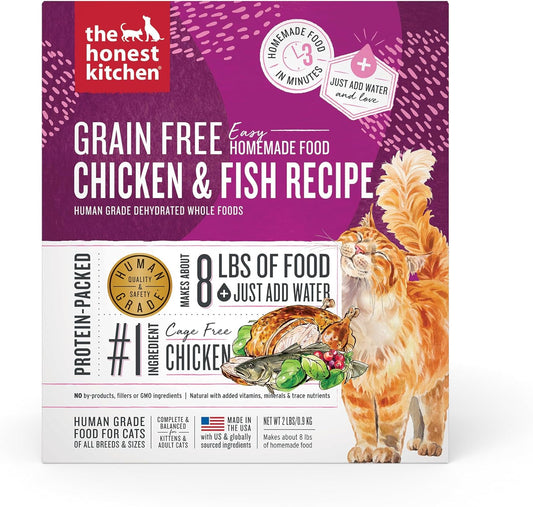 The Honest Kitchen Human Grade Dehydrated Grain Free Chicken & Fish Cat Food, 2 lb Box
