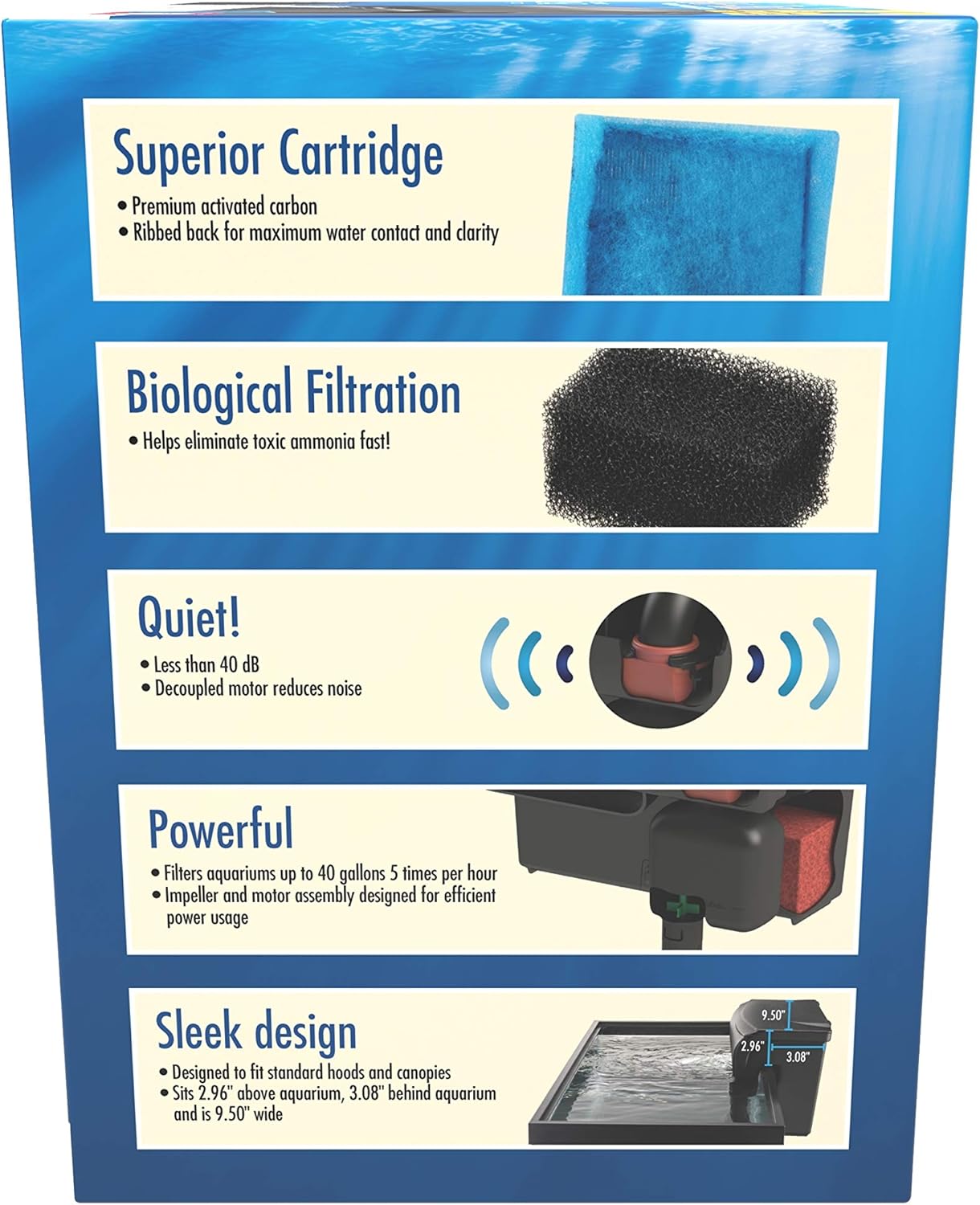 Aqua-Tech Ultra Quiet Power Filter, For Aquariums 20-40 Gallons