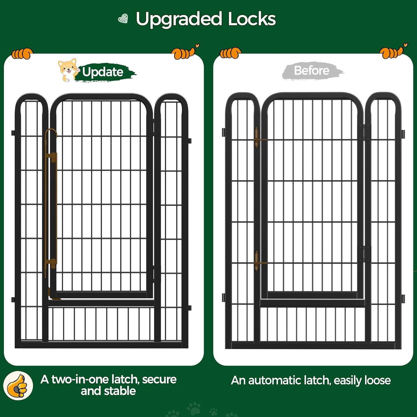 Yaheetech Dog Playpen, 40 inch 8 Panels Dog Pen for Indoor Heavy Duty Puppy Exercise Pen Metal Pet Fence for RV Camping/Yard/Garden