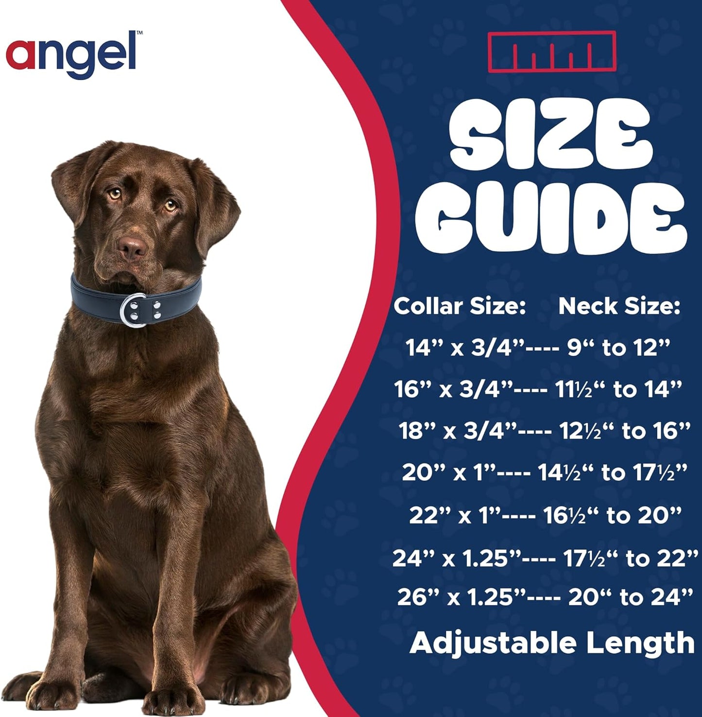 Angel Pet Supplies Alpine Plain Dog Collar by Angel. 26 X 1.25, Midnight Black, 41040