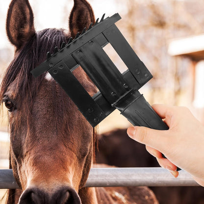 Horse Grooming Brush and Livestock Fur Scraper Metal Itch-Relief Comb Thickened Black for Animal Hair Cleaning and Pet Horse Care