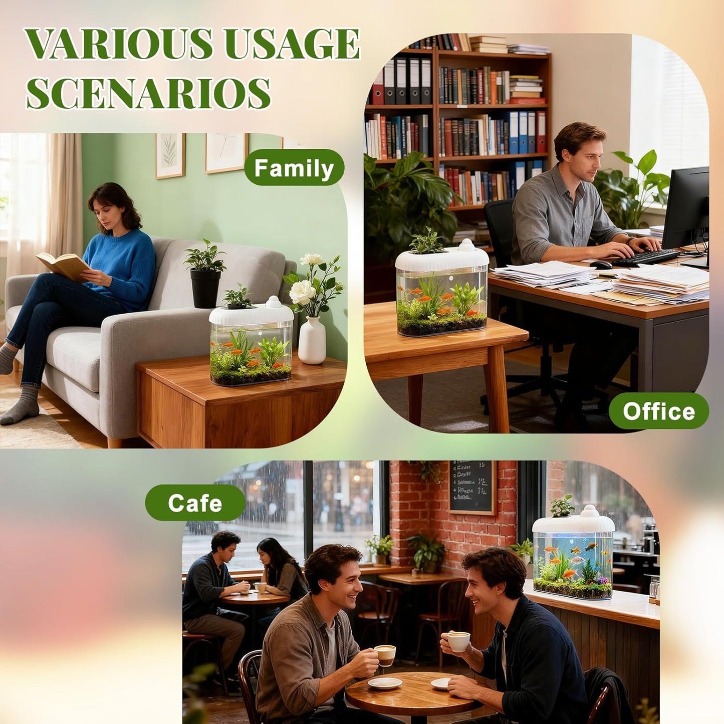 2.5 Gallon Plastic Aquaponic Fish Tank Large Bowl Shatterproof with Clear Clarity for Terrarium, Flower Vase Centerpiece GIF