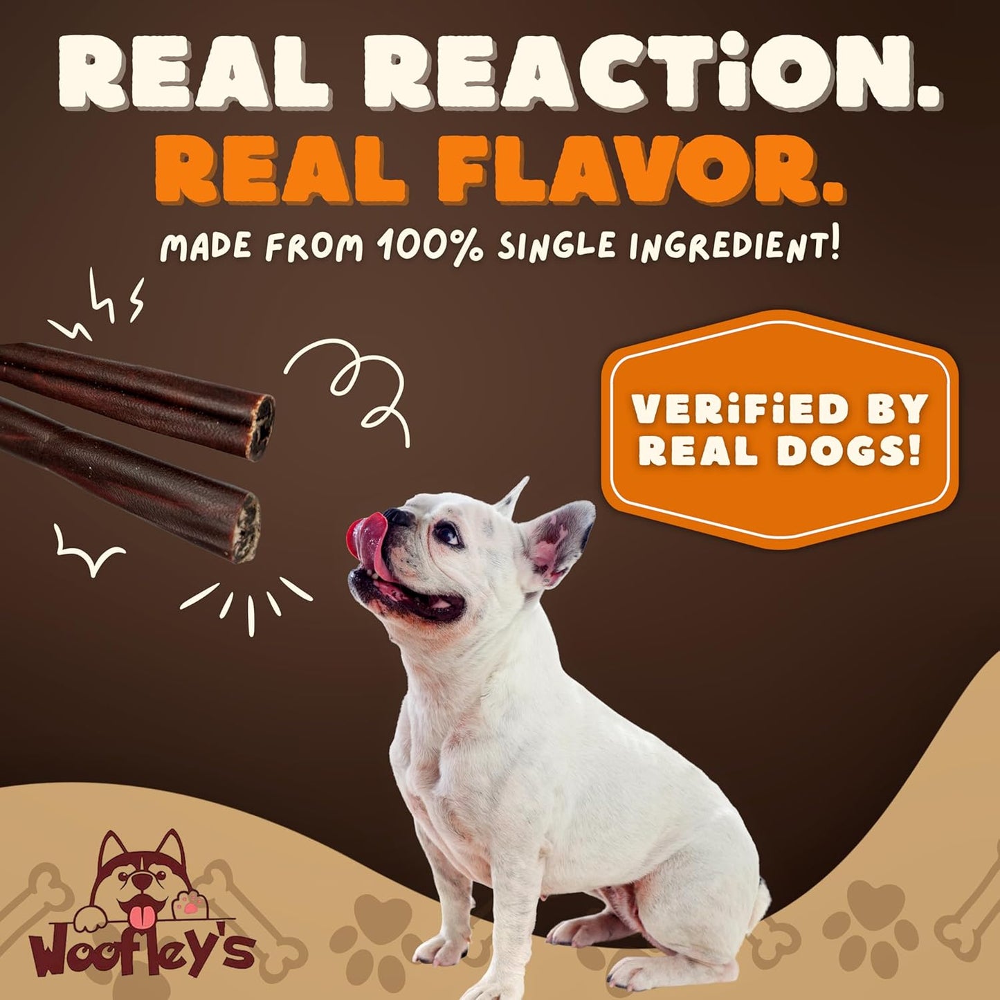 Woofley's 6 Inch Collagen Sticks for Dogs (16 Count) Bully Stick Rawhide Alternative Dog Chews No Hide Bones for Medium & Large Dogs