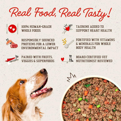 Stella & Chewy's FreshMade Frozen Fresh Grain-Free Beefy-Licious Dog Food, 16-oz Pouch (Pack of 4)