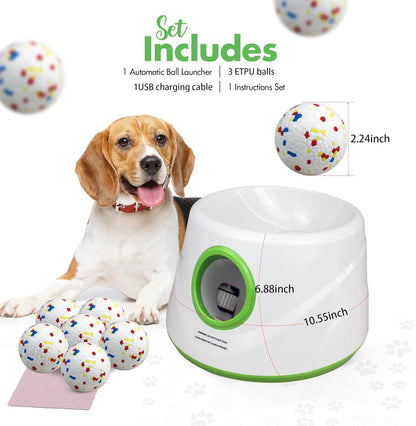 Automatic Dog Ball Launcher for Small & Medium Dogs, Interactive Fetch Machine with 3 Adjustable Launch Distances, Tennis Balls Thrower Toy for Endless Play Orange / 3 Ball