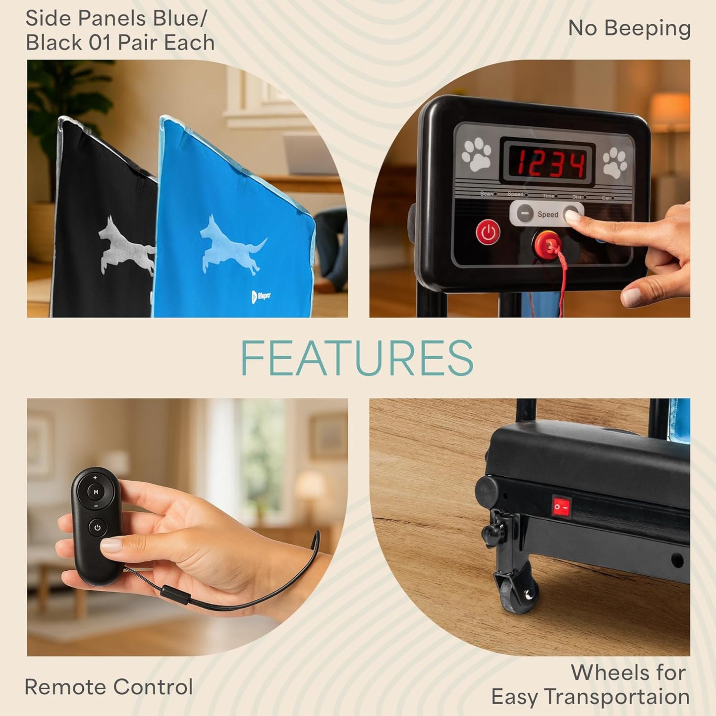 Lifepro PawRunner Dog Treadmill for Small & Medium Dogs up to 130lbs, Indoor Running Machine for Fitness, Compact & Durable Pacer Treadmill for Health and Exercise