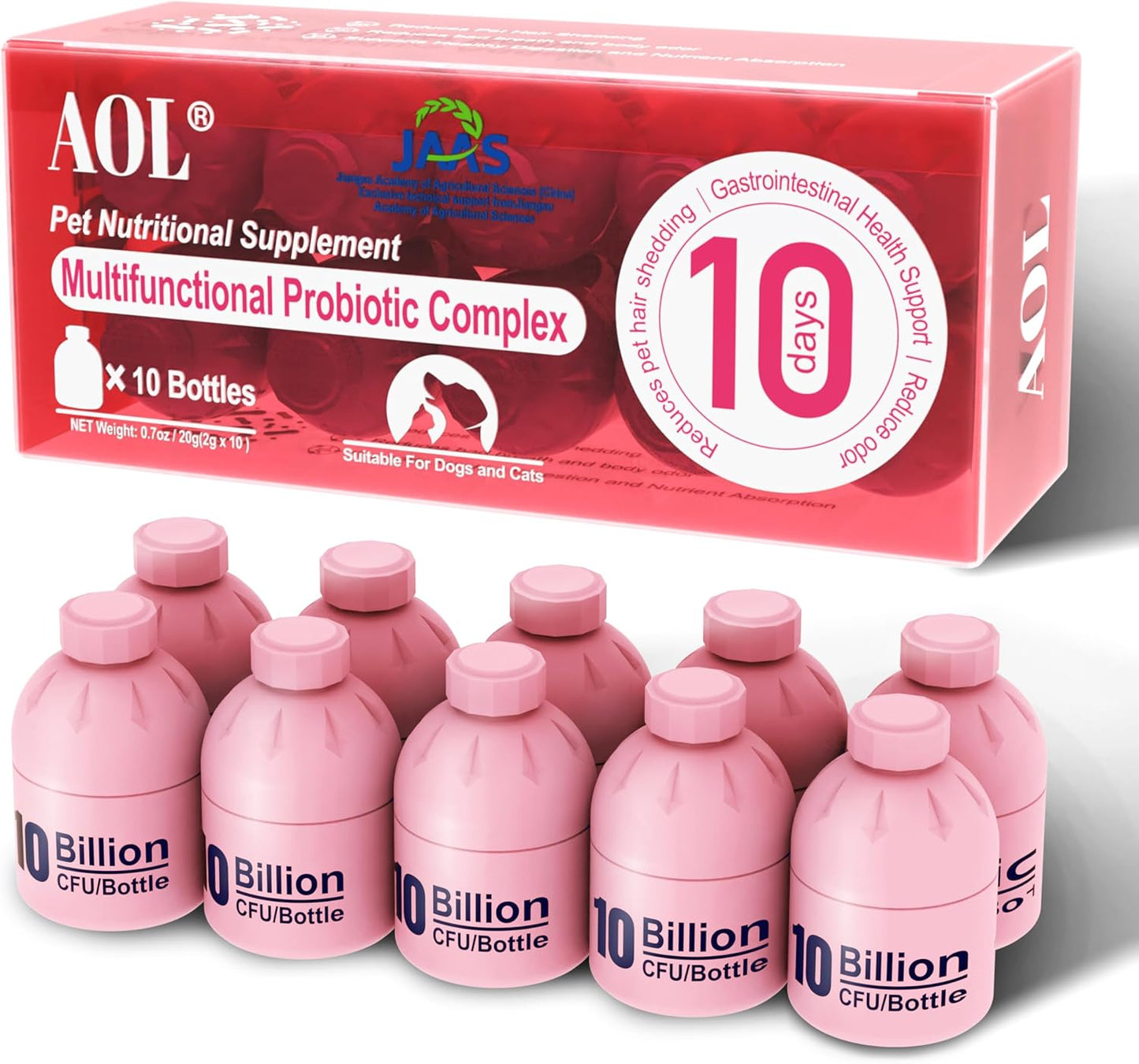 Probiotics for Dogs & Cats, 3 in 1 Formula, Improve Hair Loss, Itchy Skin, Improves Bad Breath, Body Odor, with Iron, Zinc, Manganese & Vitamin C, Gut Health, Yeast Balance(10 Bottles)，【Daily use】