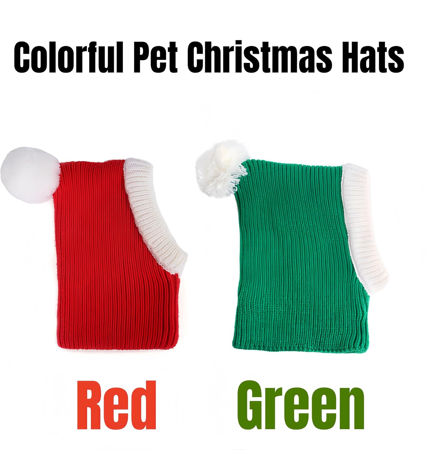 Christmas Pet Knit Hat & Neck Gaiter - Warm Winter Dog Cat Hat, Festive Santa Pets Beanie, Soft Knitted Pet Neckwear for Small Medium Large Dogs&Cats (Green, Small)
