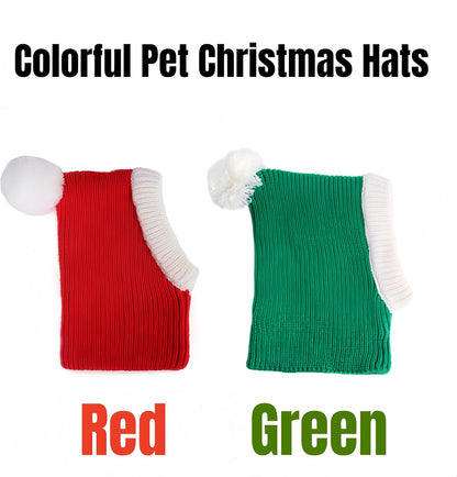 Christmas Pet Knit Hat & Neck Gaiter - Warm Winter Dog Cat Hat, Festive Santa Pets Beanie, Soft Knitted Pet Neckwear for Small Medium Large Dogs&Cats (Green, Small)