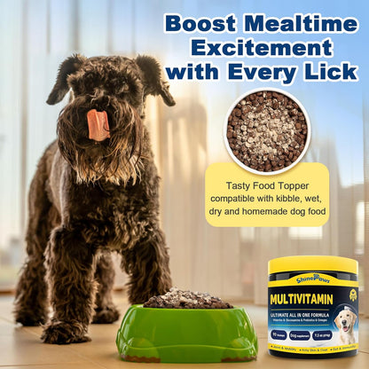 Dog Vitamins, Dog Multivitamin Powder, with Probiotics, Glucosamine, Omega 3, Support Gut, Joint & Mobility, Itch Skin & Coat, Minerals & Antioxidant for Immune Health, Daily Essential Dog Supplements