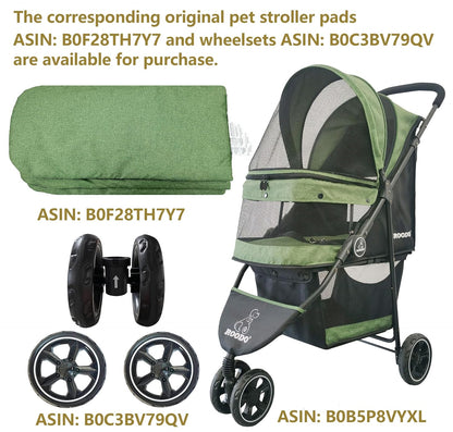 ROODO 3 Wheel Pet Stroller Best Lightweight Foldable Compact Portable Jogger All Terrain Travel Pet Gear Puppy Kitty Stroller for up to 30lbs Medium Small Dogs and Cats(Green)