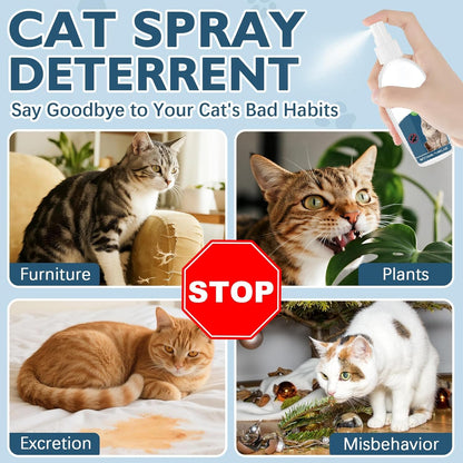 Cat Deterrent Spray, Botanical Cat Repellent Spray for Furniture, Gentle for Indoor & Outdoor Use, Helps Stop Urine Marking & Scratches, Effective Training Aid, 100ml