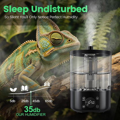 Reptile Humidifier Fogger for Terrariums, Timer Function, 1 Gallon, Adjustable Fog Volume, Ideal for Bearded Dragons, Lizards, Geckos, Snakes, Tortoises, Remote Control