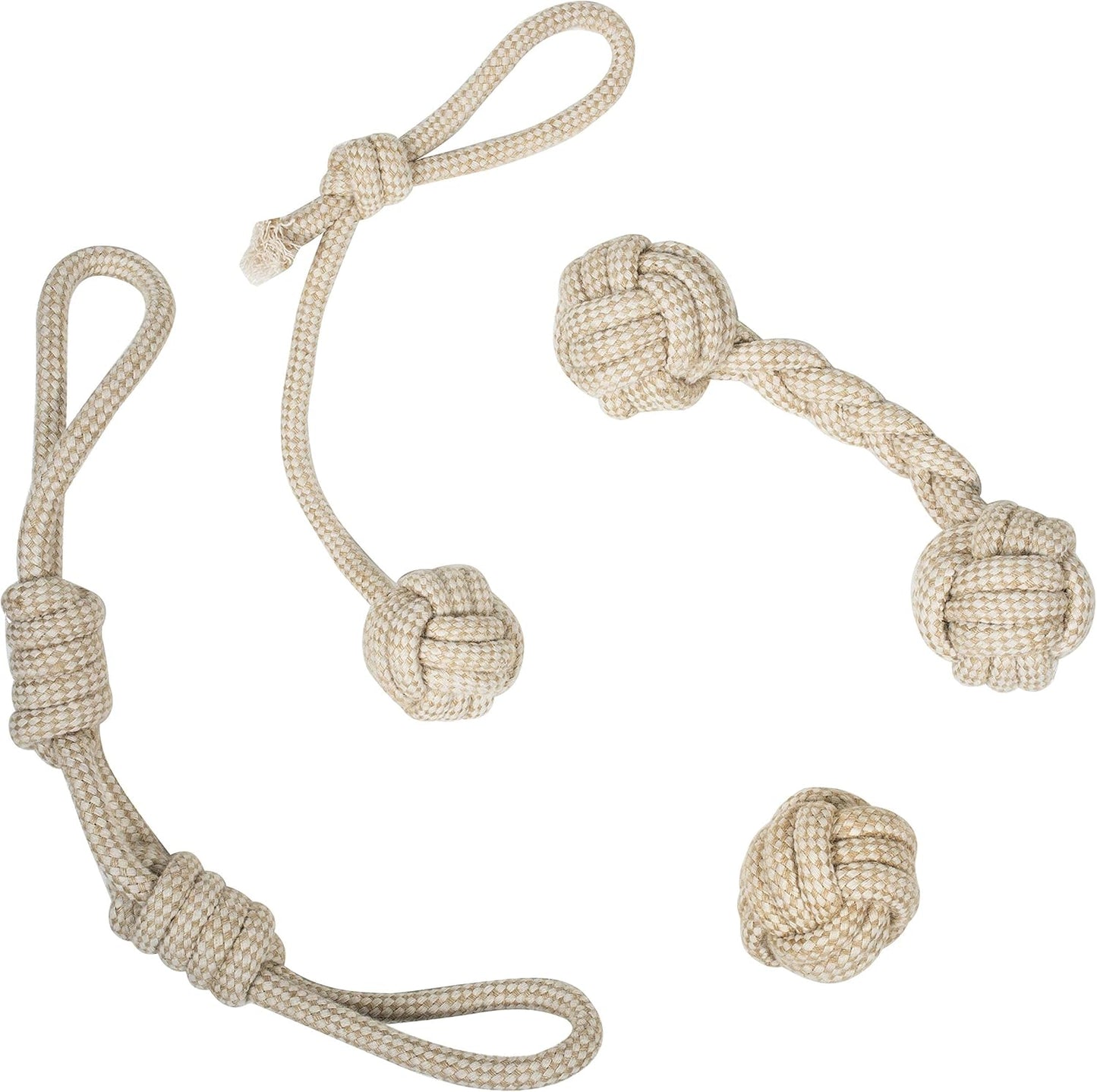 Franklin Pet Supply Natural Non-Toxic Rope Dog Toys Hemp Play Fetch Tug of War Dog Teething Puppy Chew 4 Pack