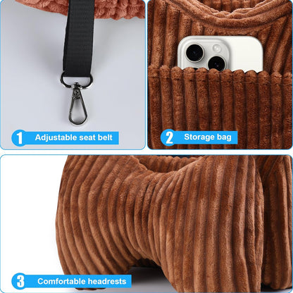 Center Console Dog Car Seat for Small Dogs, Pet Puppy Car Seats with Soft Cushion Safety Belt, Washable Cat Carseats, Pet Bed for Cars, Dog Booster Cars Seats for Dogs Small 5-15 lbs(Brown)