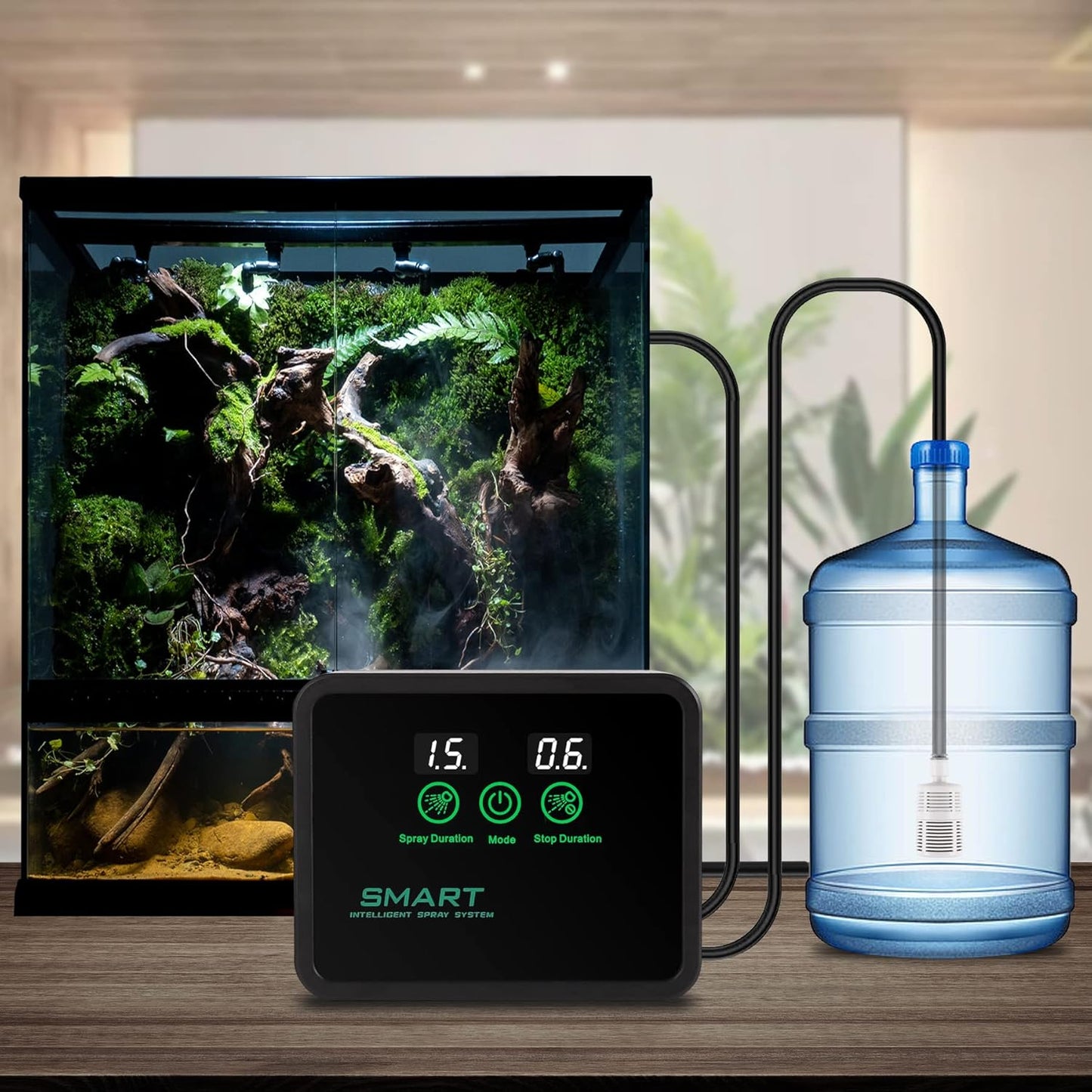 Reptile fogger Smart Spray System, Reptile Humidifiers Automatic with Timer, Reptile Mister with 360°Adjustable Misting Nozzles for Terrariums Amphibian Lizard Snake Frog Plants