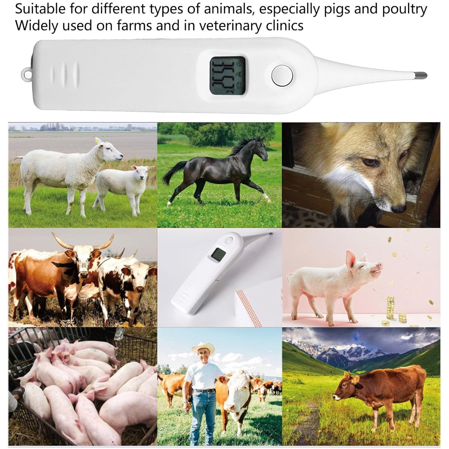 Pet Thermometer Dog Thermometer, Non Digital Pet Thermometer for Dogs Fast Digital Veterinary Thermometer Cat and Dog Ear Temperature Monitor