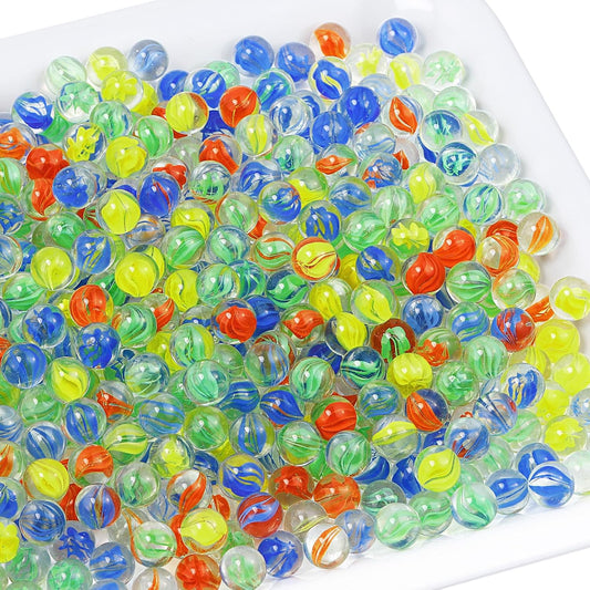 500 Pcs Glass Marbles, 0.56 Inch Color Mixing Glass Marble Bulk, Colorful Round Marbles Toy for Marble Games, Chinese Checkers Game, DIY Home Decoration, Crafting Party Favors, 5 Colors
