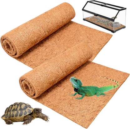 Halatool 12″×30″ Reptile Carpet for 20 Gallon Reptile Tank, 2 Pack Coconut Fiber Mat Thick Terrarium Bedding Cage Liner Tortoise Habitat Accessories for Turtles Lizard Bearded Dragon Leopard Gecko