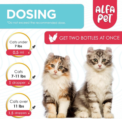 Liquid L Lysine for Cats – Aid for Watery Eyes, Sneezing & Allergy – Supplement with Taurine & Vitamins for All Breeds – Cat Probiotic for Digestion Care – Natural Chicken Flavor – 2 oz + 2 oz Pack