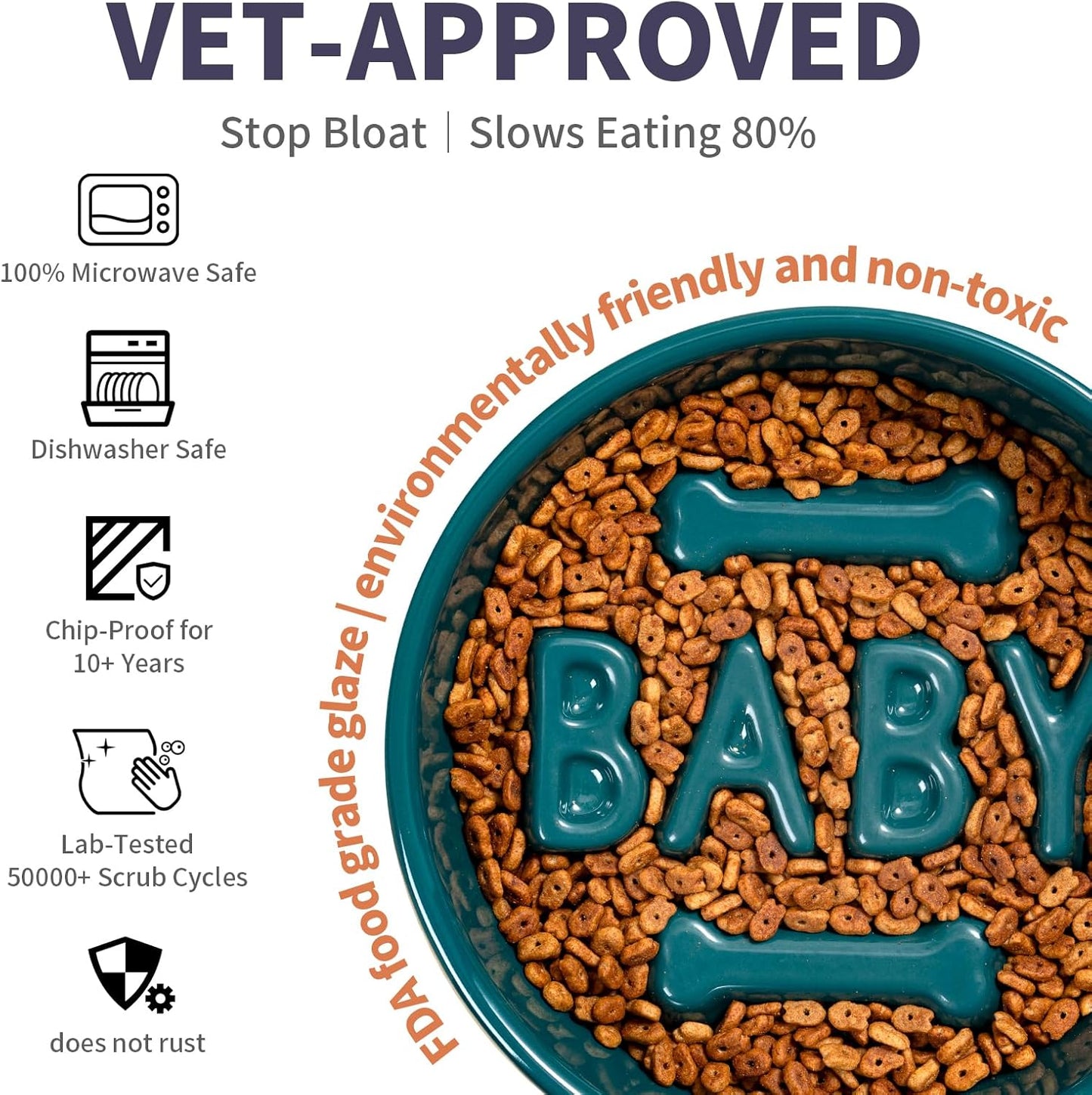 Ceramic Slow Feeder Dog Bowl, 4-Cup Anti-Slip Puzzle Feeder for Medium/Large Dogs, Indoor/Outdoor Pet Bowl for Fast Eaters - Pink