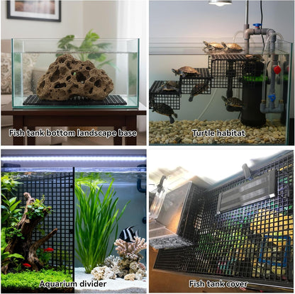 16 Pieces 5.9x11.8in (15X30cm) Aquarium Grid Plastic, Aquarium Fish Tank Divider Egg Crate Aquarium Black Filter Bottom Tray for DIY and Protection Aquascaping