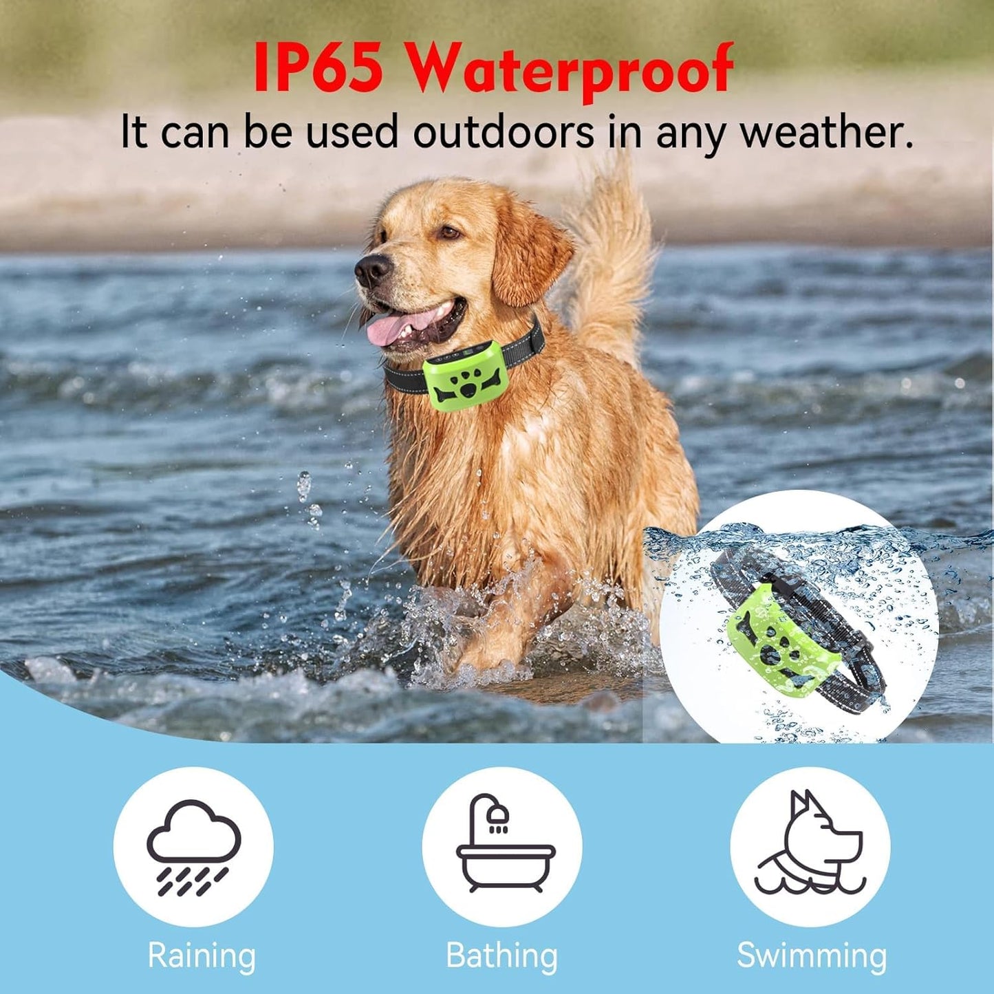 Dog Bark Collar, Anti Bark Collars for Large Medium Small Dogs with 7 Level Sensitivity Adjustable and 4 Stop Barking Modes, Rechargeable Bark Collar No Shock for Dogs with Beep Vibration Shock