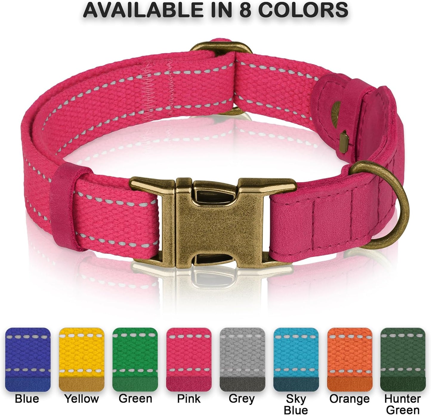 Reflective Leather Dog Collar with AirTag Holder - Soft Apple Airtag Dog Collar with Metal Buckle - Safety Cotton Pet Collars for Dogs Small Large Dogs Puppy (Pink, XS, 9"-12")