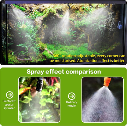 Reptile Smart Mister, Reptile Humidifiers Misting System Automatic with Timer, Terrariums Humidifier with 360°Adjustable Misting Nozzles, Spray Kit for Rainforest Plants Amphibian