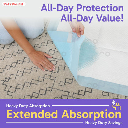 PETSWORLD Enormous Dog Training & Potty Pads, 37x54 inch - Tear Resistant with Strong Leak-Proof Backing, Optional Adhesive Tape, 50 Count