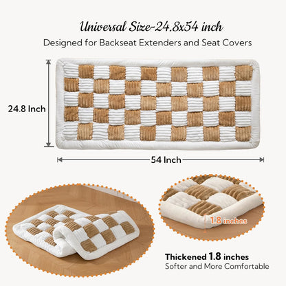 Soulbond Backseat Pet Bed Mat,Dog Bed for Car,Fuzzy Dog Seat Cover for Car Back Seat, Non-Slip Travel Pet Mat, Fit for Backseat Extenders and Seat Covers(Brown and White)