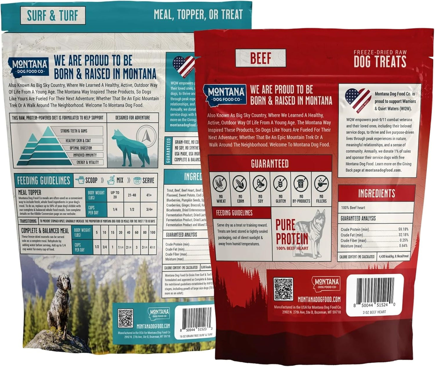 Surf and Turf Dog Food and Beef Dog Treat Adventure Fuel Bundle - Freeze-Dried Raw Food with Single Ingredient Training Snacks