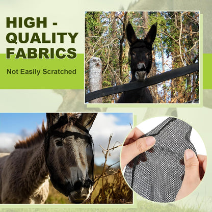 Small Donkey Fly Mask with Ears Protection Breathable Mule Fly Mask with Long Ears Protection from Insects and Bugs Soft Mesh with Adjustable Fastener Easy to get on and Off(Black)