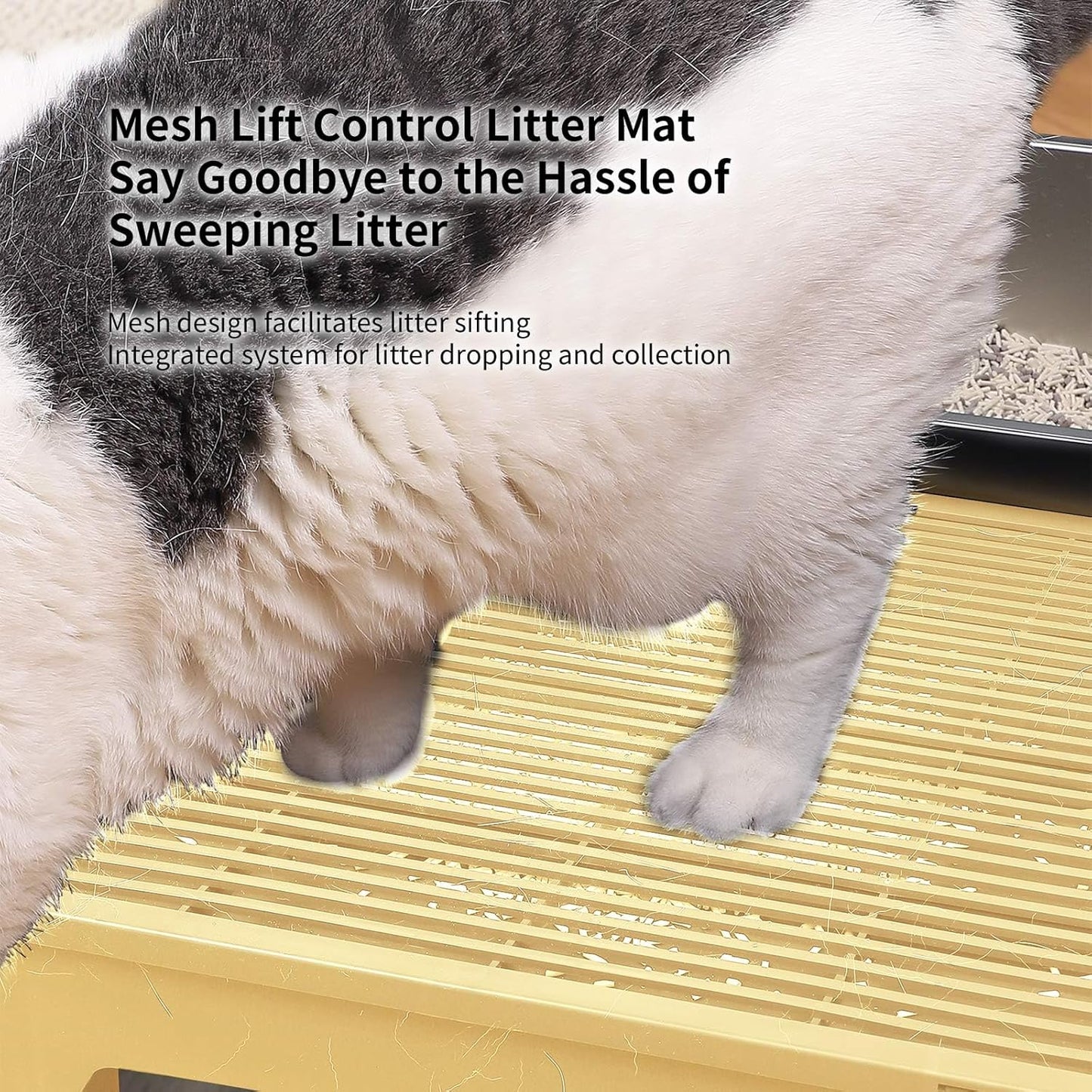 PAKEWAY Cat Ramp for Litter Box, Adjustable Elevated Cat Litter Box Step, for Automatic Litter Boxes & High - Entrance Litter Boxes - Ideal for Small & Elderly Cats