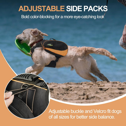 Dog Backpack Suitable for Medium-Sized Dogs, Adjustable Lightweight Pet Harness, Built-in Poop Bag Dispenser, Waterproof and Safe, Suitable for Hiking, Puppy Training, Or Daily Walks, M