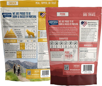 Chicken Dog Food and Pork Dog Treat Adventure Fuel Bundle - Freeze-Dried Raw Food with Single Ingredient Training Snacks