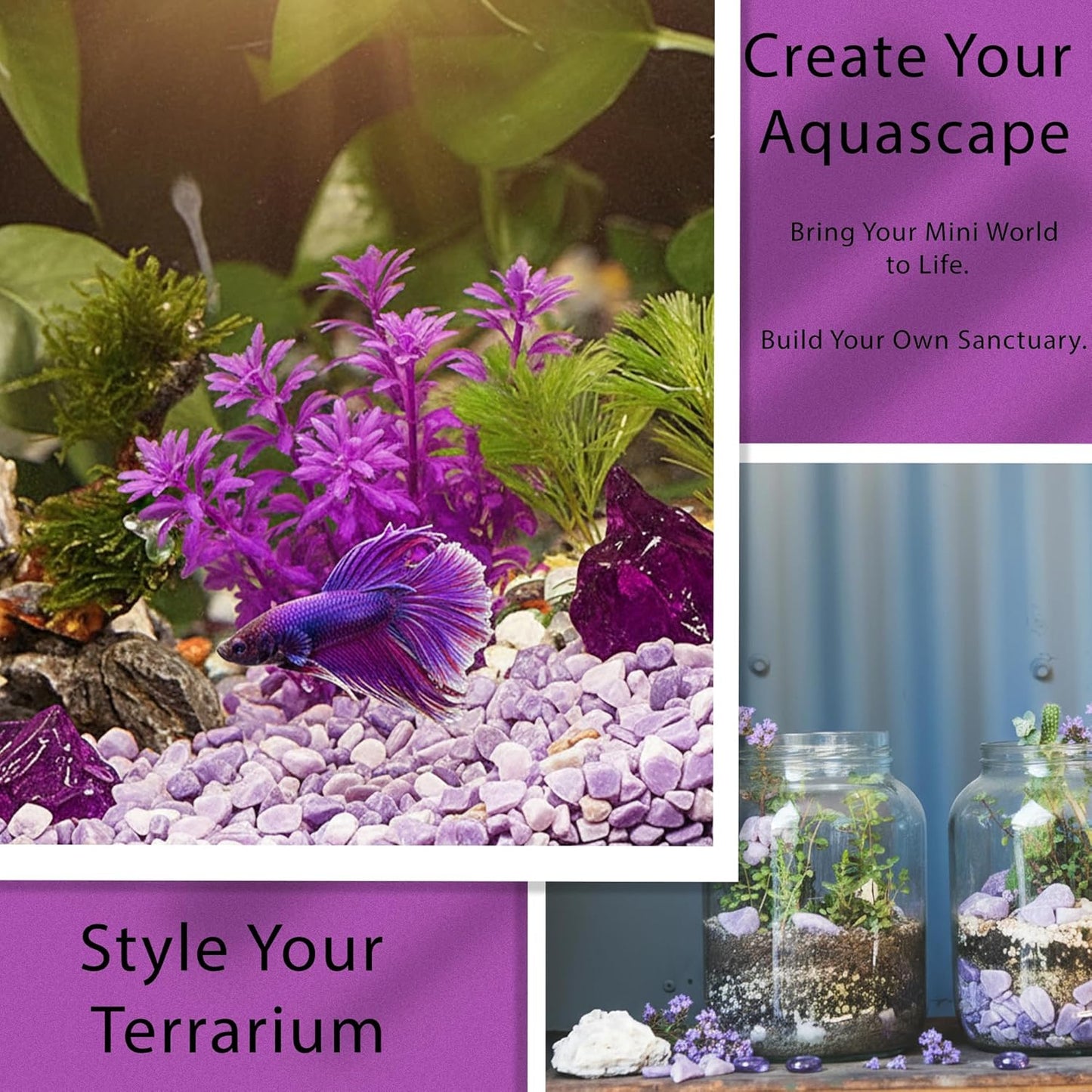 Lepidolite Crystal Chips 2lb (1200+ pcs) – 8-15mm Natural Purple Mica Stones for Aquarium Gravel, Terrarium Decor, Plant Healing,Jewelry Making, Anxiety Relief & Spiritual Gifts