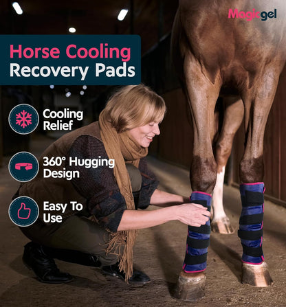 Magic Gel Horse Ice Pack with Carry Case - Twin Ice Boots | Cooling Horse Leg Wraps for Hock, Ankle, Knee, Legs, Boots, and Hooves | Horse Tack, Horse Supplies & Horse Gift Ideas for Horse Lovers